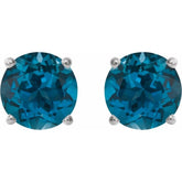 Sterling Silver 8 mm Natural London Blue Topaz Stud Earrings